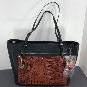 Aurielle Black Brown Large Purse Bag NWT Animal Print